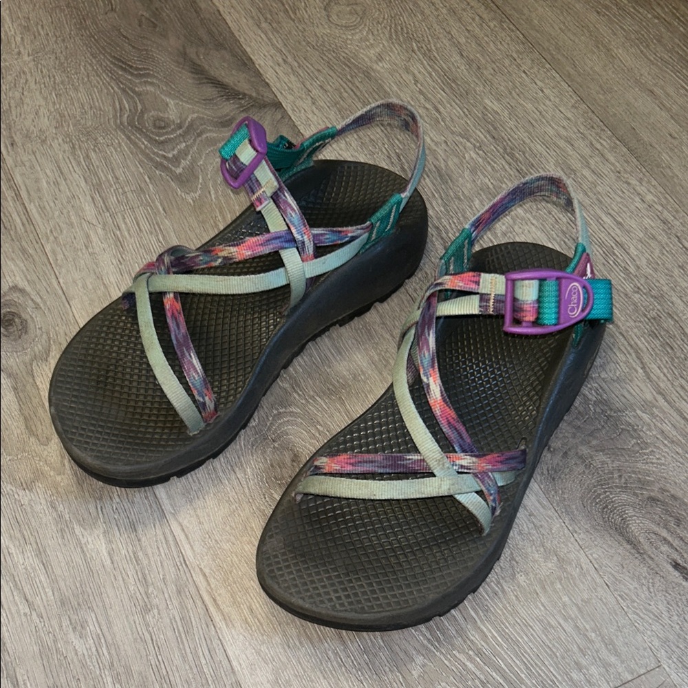 Chaco Women's Strappy Sandals in Teal and Purple